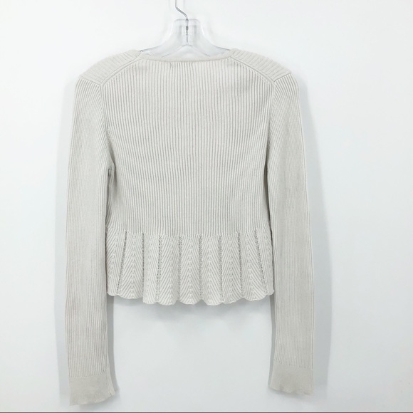 Kimchi Blue Crop Sweater Ivory Eyelet Ruffle Hem M - Picture 9 of 12